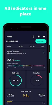 Adlee BMI score, Weight Diary android App screenshot 2